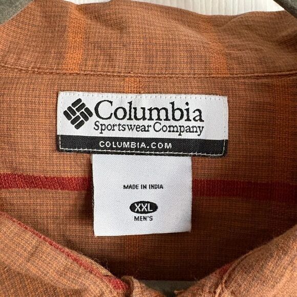 Columbia Plaid Short Sleeve Button Up Brown Red XXL - Picture 2 of 10